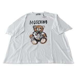 Moschino Couture Teddy Bear Sketch Oversized T-Shirt NWT White IT52/XL $395